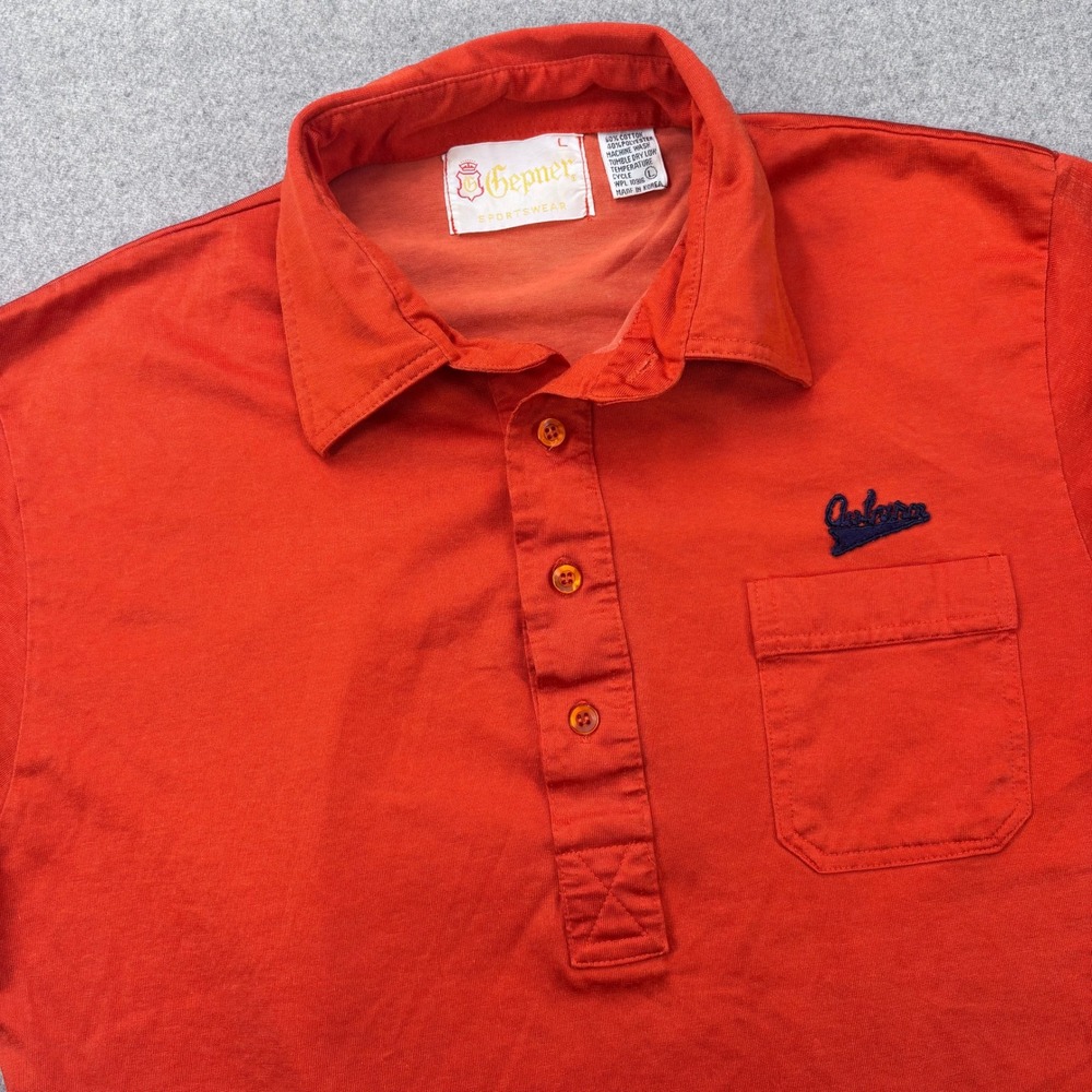 Vintage 70s‎ Auburn University Tigers Polo Shirt Mens L (Fits Like M) Orange